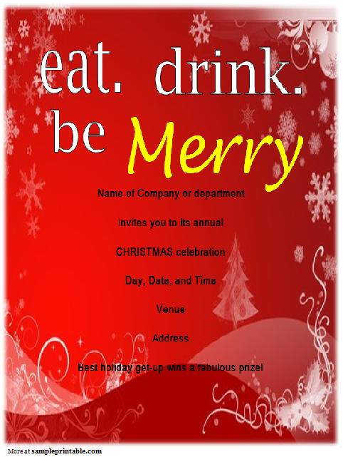Company Christmas Party Invitation Templates â Diabetesmang Info